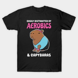 Easily Distracted by Aerobics and Capybaras Cartoon T-Shirt